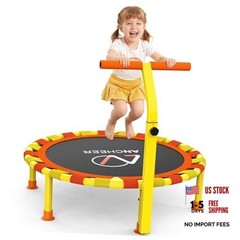 38” Toddler Trampoline,150lbs Capacity Mini Trampoline for Kids Orange Yellow