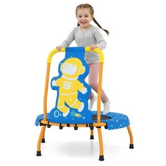 Mini Trampoline w/Foam Padded Handle & Safety Padded Cover for 3+ Years Old Kids