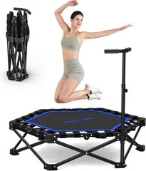 42 Inch Fitness Trampoline with Silent Design and Anti Slip Foot Pads for Indoor