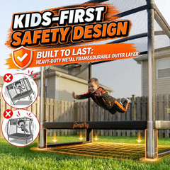 Jumpfly 6FT Rectangle Trampoline for Kids, Toddler Trampoline with Swing & Baske