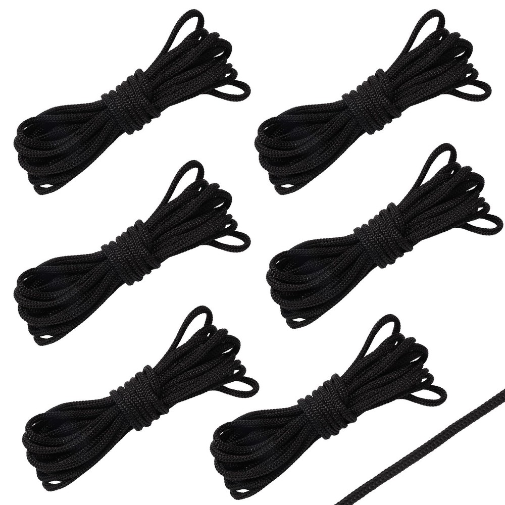 6pcs Trampoline Net Connection Rope, Nylon Black Cord Tie Down Rope for Tramp
