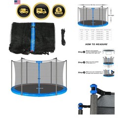 Trampoline Replacement Safety Enclosure Net for 6 Straight Poles Round Frame …