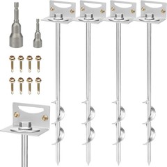 24” Mobile Home Anchors, Set of 4 Ground Anchors Screw in with Brackets and …