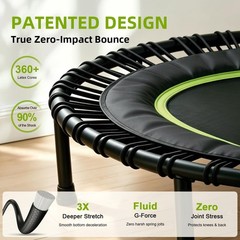 40″ Bungee Rebounder Trampoline Adults 460LBS Low Impact Quiet Foldable Workout