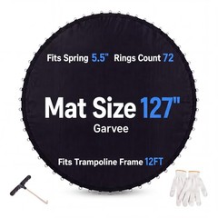 12/14/15FT Trampoline Replacement Mat For 7″ Springs w/ Pull Hook & Gloves Round