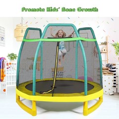 7FT Kids Trampoline W/ Spring Pad Safety Enclosure Net Indoor Outdoor Heavy Duty