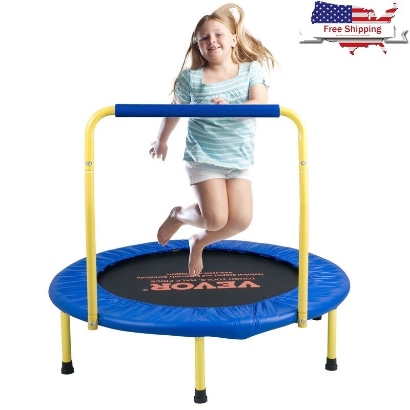 3′ Foldable Trampoline Fitness Rebounder Kids Indoor Outdoor Exercise Safety US