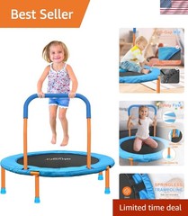 36-Inch Toddler Trampoline with Foam Handle, Foldable Indoor Outdoor Mini Reb…