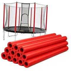 12 Pack Red Trampoline Pole Sleeve Covers 35.4 x 1.26 inches, Upgraded NBR