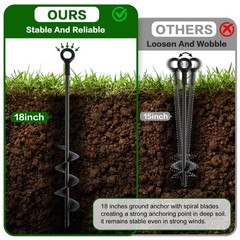 Qimshemi 18-Inch Ground Anchors Screw In Heavy Duty, 4 Pack Trampoline Anchor…