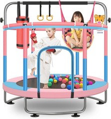 5ft Round Trampoline for Toddlers Enclosure Basketball Hoop