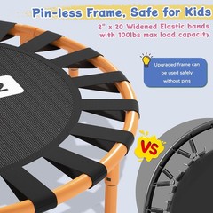3FT Toddler Trampoline Adjustable Handlebar Foldable