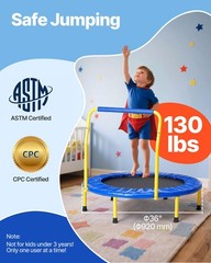 3FT Trampoline for Kids – Indoor/Outdoor Mini Jump Toy, Foldable with Foam Handl