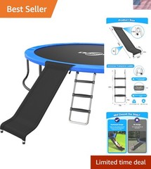 Trampoline Ladder & Slide Combo – Kid-Friendly 3 Steps for 10ft-16ft Trampolines