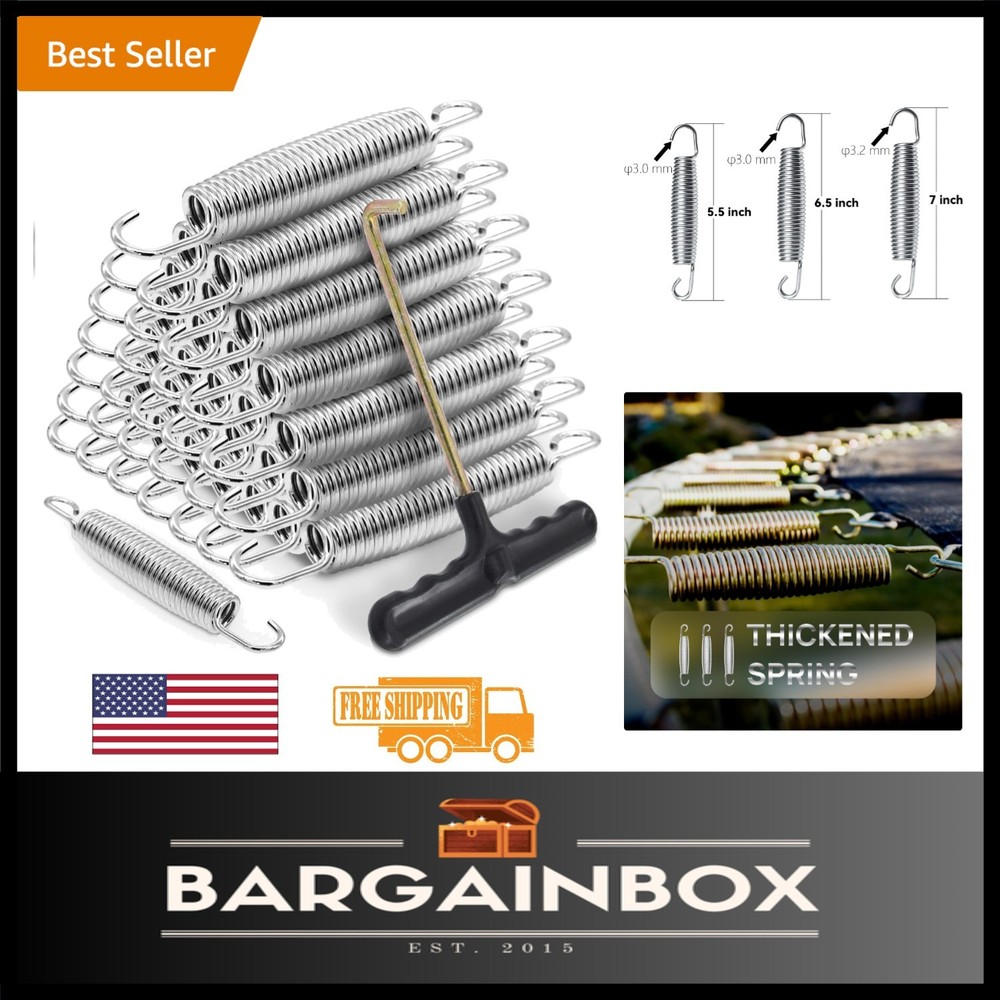 Replacement Trampoline Springs – 72 Count Heavy Duty with T-Hook Tool Included