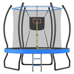 8ft 10ft Trampoline with Basketball Hoop & Ladder Outdoor Backyard Trampolines