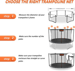 Trampoline Safety Net Replacement for 10/12/14FT Round Frames, Weather-Resistant