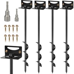 24” Mobile Home Anchors, Set of 4 Ground Anchors Screw in with Brackets and Dri