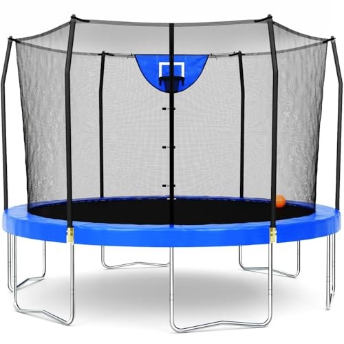 SKYWALKER TRAMPOLINES TRAMPOLINE OUTDOOR 8 FT,12 FT,15 FT JUMP N’ DUNK – BLUE