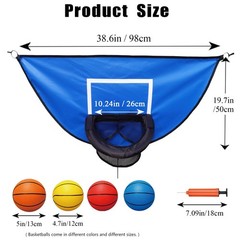 Trampoline Basketball Hoop, with Pump and 4 Mini Balls, Easy to Install, Univ…