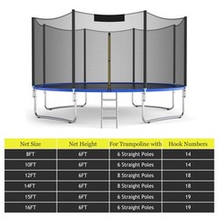 8FT/10FT/15FT/16FT Replacement Protection Enclosure Net Trampoline Safety Net