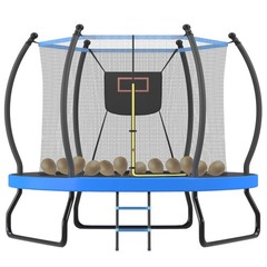 8ft 10ft Trampoline with Basketball Hoop & Ladder Outdoor Backyard Trampolines