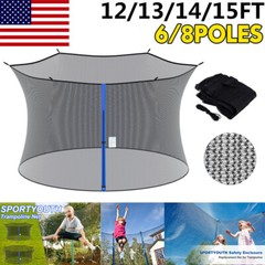12/13/14/15 FT Round Trampoline Enclosure Net Replacement Safety Net 4/6/8 Pole