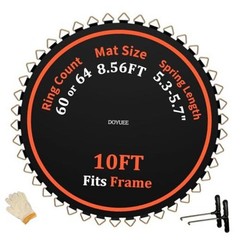 Fits 10FT Trampoline 60 Rings & (102.8″|8.56ft) Mat-Fits 5.3-5.7″ Springs
