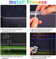 Blinngo-Sport Trampoline Lights, Trampoline LED Lights for 16Ft 14Ft 12Ft 10Ft T