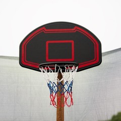 16FT Trampoline w/ Basketball Hoop Pump and Ladder Soccer Goal for Kids Outdoor