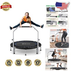 Elite 48″ Foldable Exercise Trampoline, 40 Springs, 440lb Capacity, Foam Handle