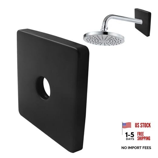 3.5 Inch Square Shower Flange Cover, Universal Replacement Shower Head Black