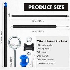 10 Sets Universal Trampoline Replacement Enclosure Poles Fit 8-16 Ft Straight