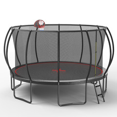 YC 16FT Durable Trampoline Pumpkin Outdoor Trampoline w/ Basketball Board Ladder