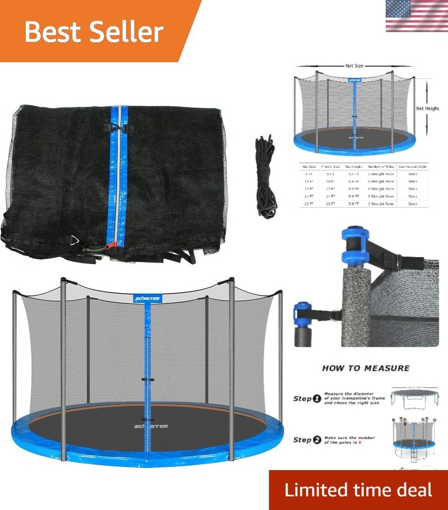 Trampoline Replacement Safety Enclosure Net for 6 Straight Poles Round Frame …