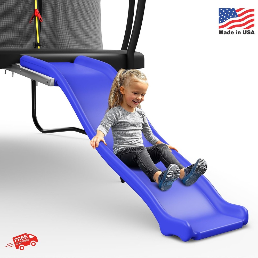 Lyromix Plastic Trampoline Slide for 8-16FT, Heavy Duty Outdoor Slide for Trampo