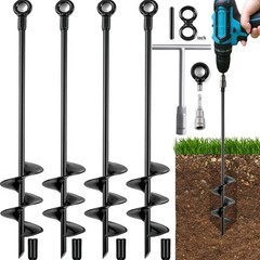 Ground Anchors Heavy Duty, Swing Set Anchor Kit 18 Inch 4 Pack Screw in Earth…