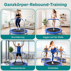 SereneLife 40″ Foldable Mini Trampoline for Adults – Compact Fitness Rebounder w