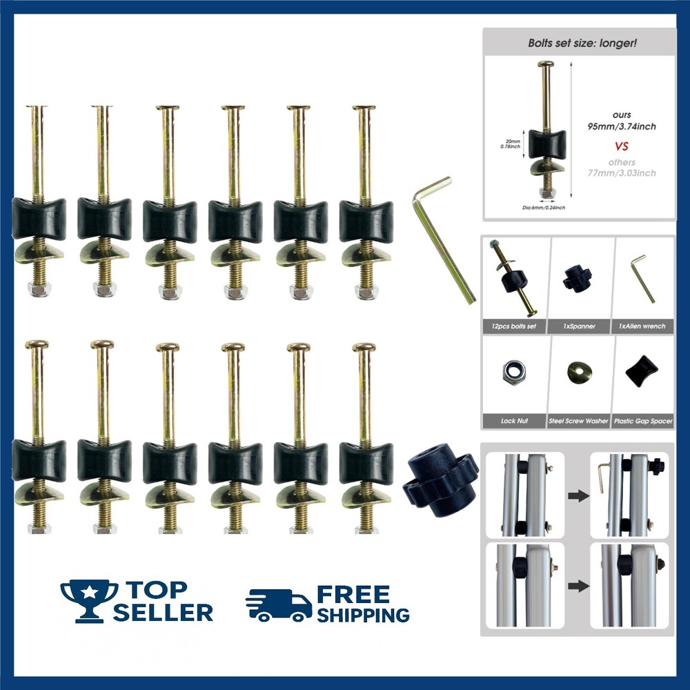 12 PCS Long Trampoline Screws and Bolts, Trampoline Bolts and Nuts, Trampolin…