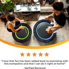 LEAPS & REBOUNDS 48″ Mini Fitness Trampoline & Rebounder Gym Equipment, Orange