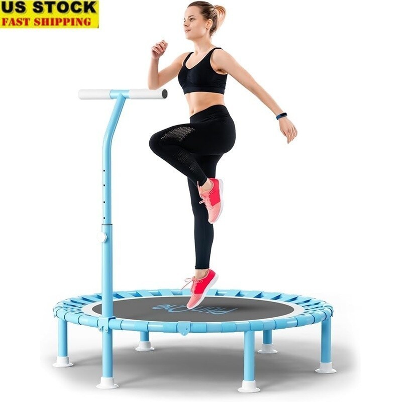 40 Inch Mini Trampoline Adjustable Handle Indoor Rebounder 330lbs Foldable Adult