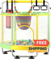 Trampolín para niños pequeños con barra de gimnasia ajustable y juguetes, US NEW