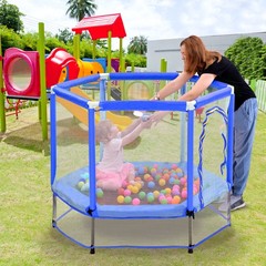 55” Toddlers Trampoline w/ Safety Enclosure Net and Balls Kids Mini Trampoline