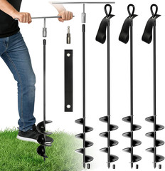 30 Inch Heavy Duty Ground Anchors Screw In, 4 Pack Spiral Trampoline