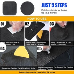 Trampoline Patch Repair Kit 3 Sizes Patches | Repair Trampoline Mat Tear or H…