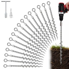 16 Pcs 12″ Rustproof Aluminum Screw in Tent Stakes, Heavy Duty Ground Anchors…