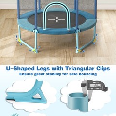 60” Trampoline for Kids w/ Safe Guardrails Foamed Handle No Gap Design Blue