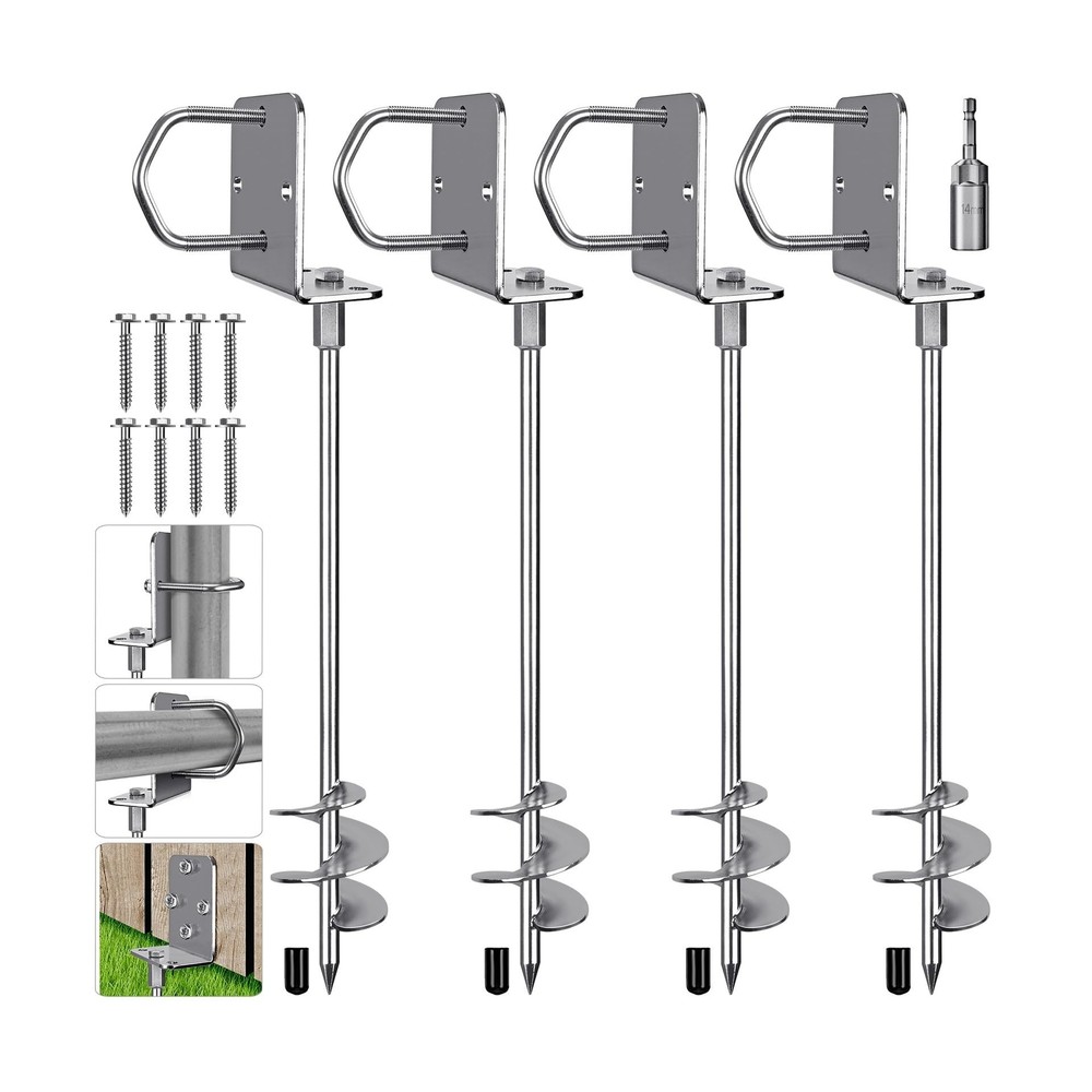 Multi-Purpose trampoline stakes, 3” Wider Spiral ground anchors, Fully Welde…