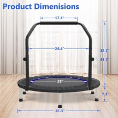 40″ 48″ Mini Trampoline for Adults and Kids Exercise Rebounder with Adjustable B