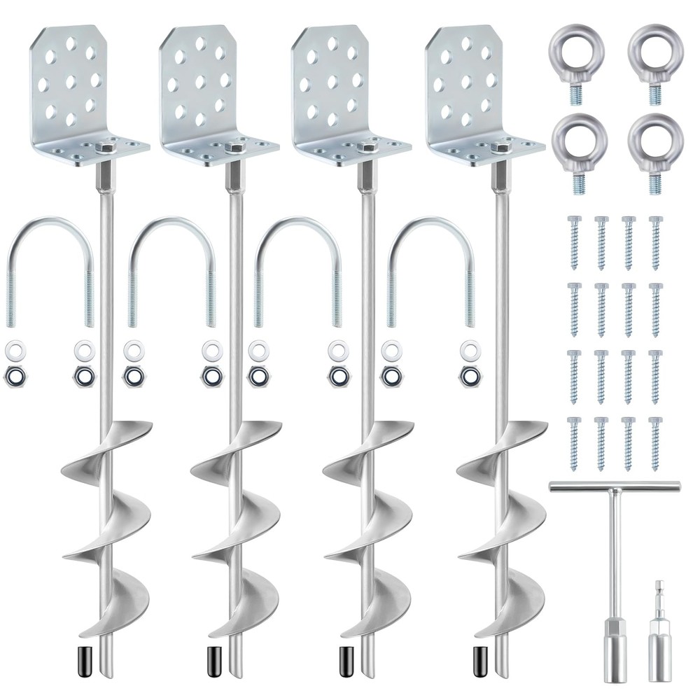 Ciyivak Swing Set Anchors 20″ – 4 Pack Heavy Duty Ground Anchors Screw in wit…